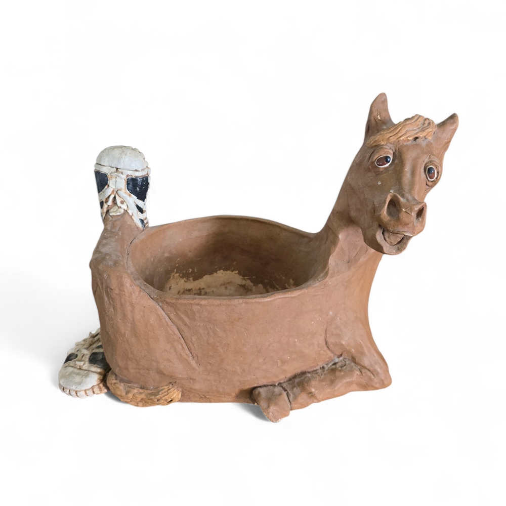 Vintage Dave Grossman Horse Planter Sneaker Pottery Folk Art Sculpture 11.5” - Picture 2 of 10